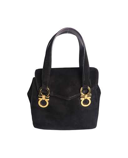 Vintage Double Ganchi 2 Way Bag, £125, Handbags, Black, Suede, Front view